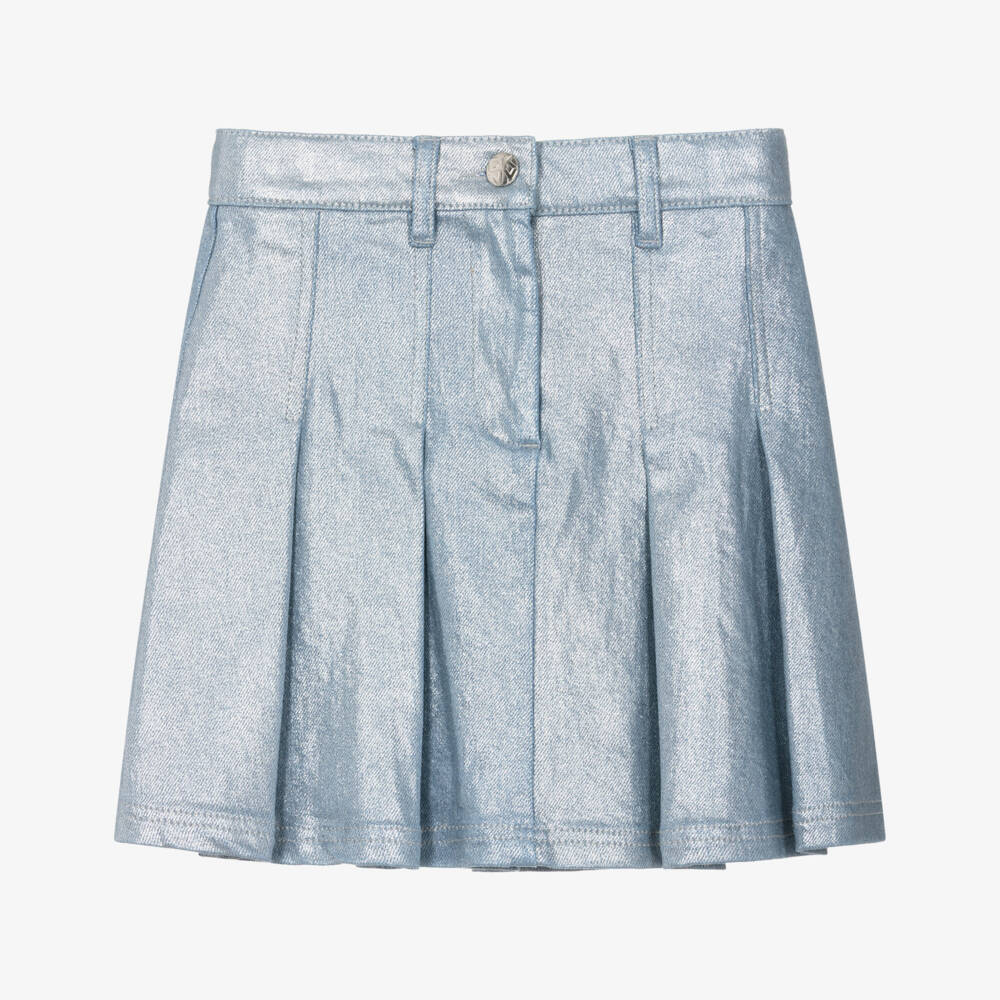DKNY-Silver Pleated Mini Skirt | Childrensalon Outlet