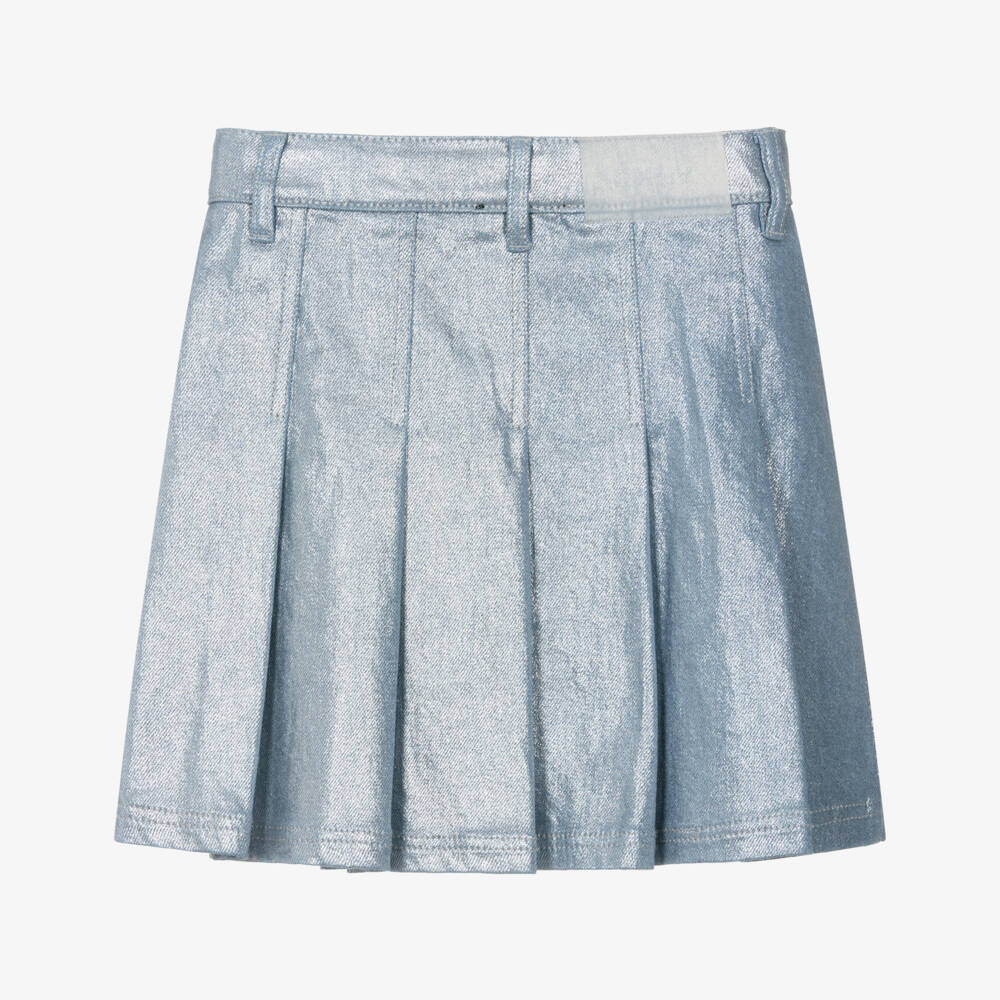 DKNY-Silver Pleated Mini Skirt | Childrensalon Outlet