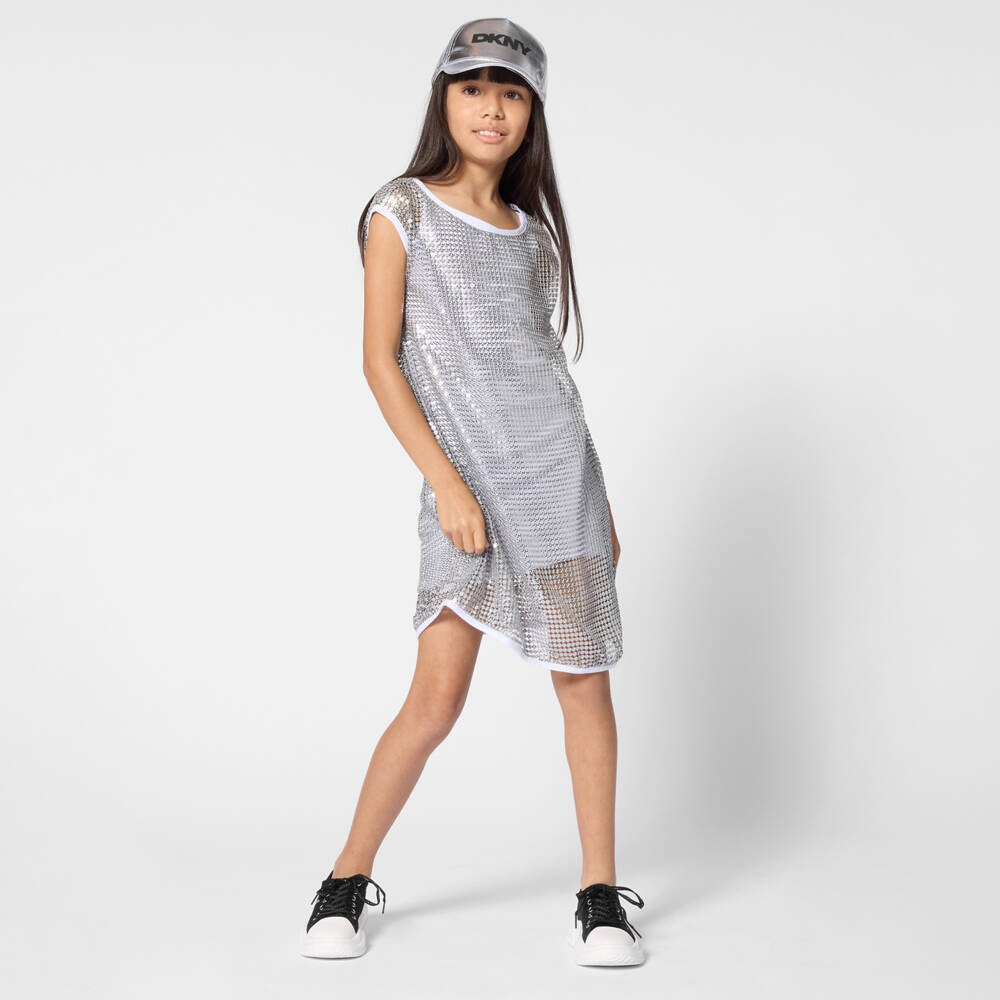 DKNY-Silver Sequin 2 In 1 Dress | Childrensalon Outlet