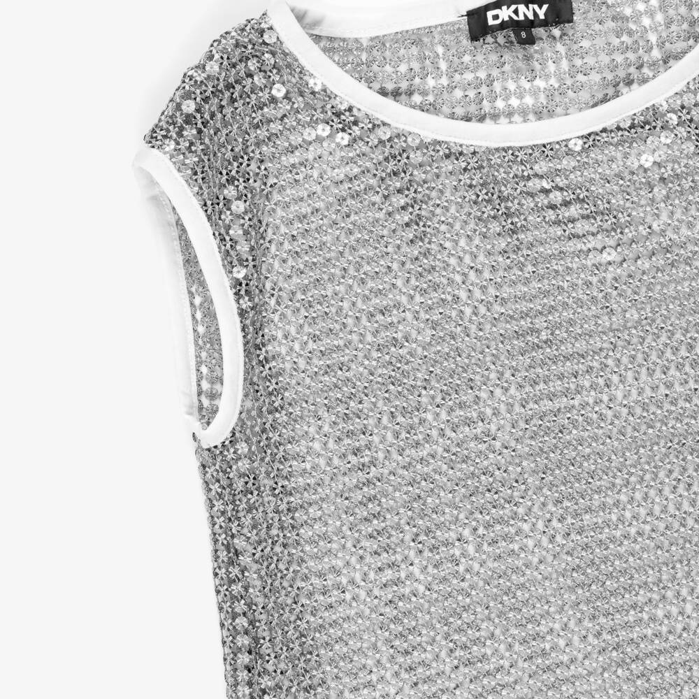 DKNY-Silver Sequin 2 In 1 Dress | Childrensalon Outlet