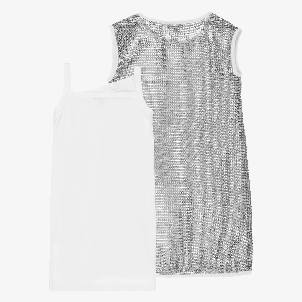 DKNY-Silver Sequin 2 In 1 Dress | Childrensalon Outlet
