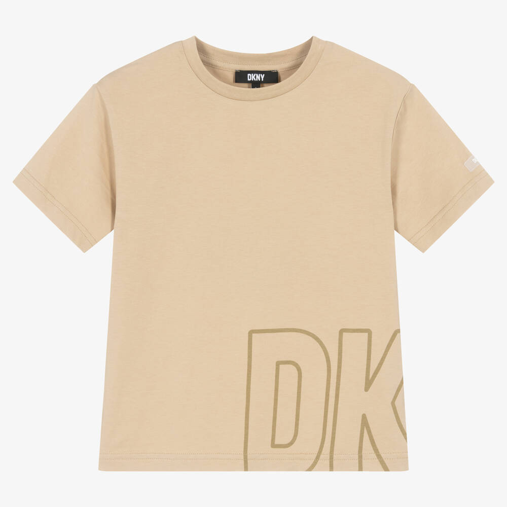 DKNY-تيشيرت تينز قطن لون بيج | Childrensalon Outlet