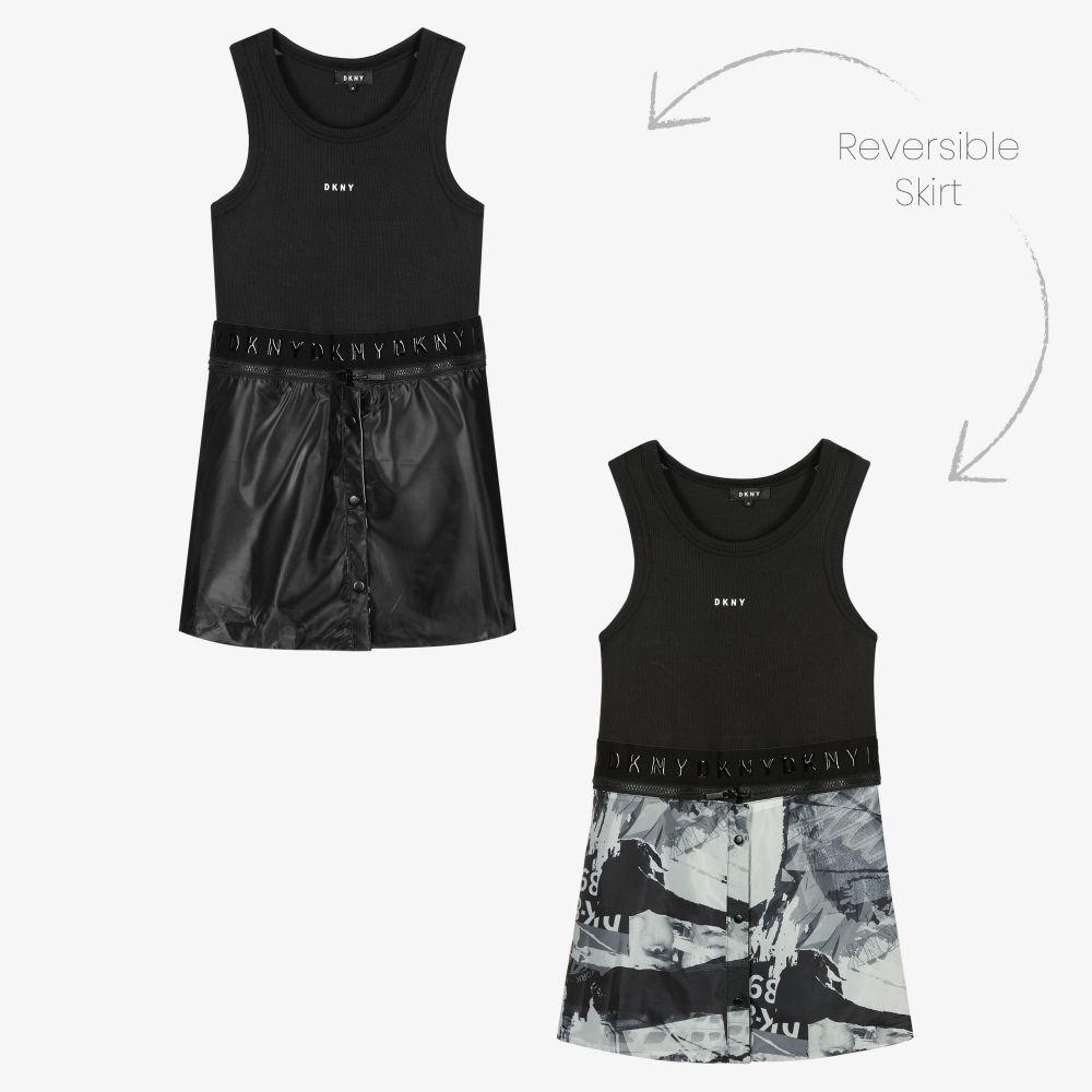 DKNY - فستان فيست تينز 3 في 1 جيرسي لون أسود | Childrensalon