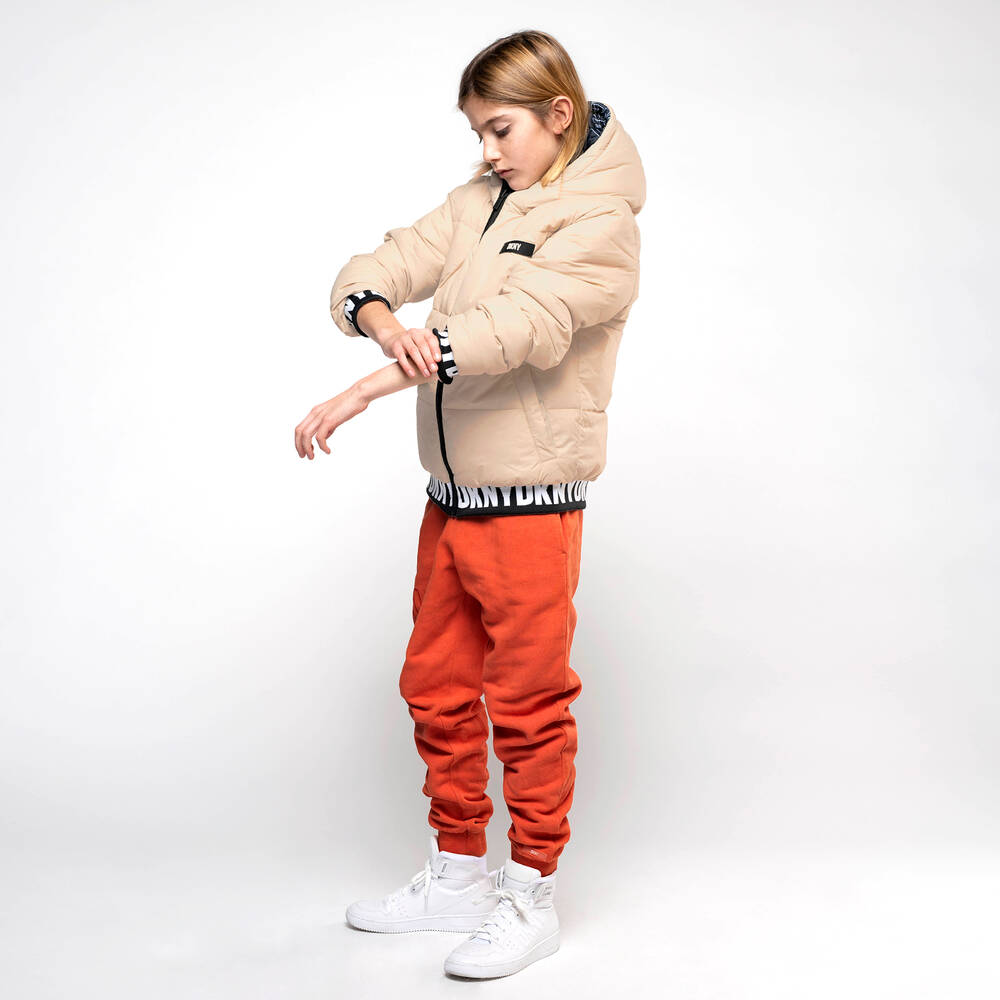 DKNY-Черно-бежевый двусторонний пуховик | Childrensalon Outlet