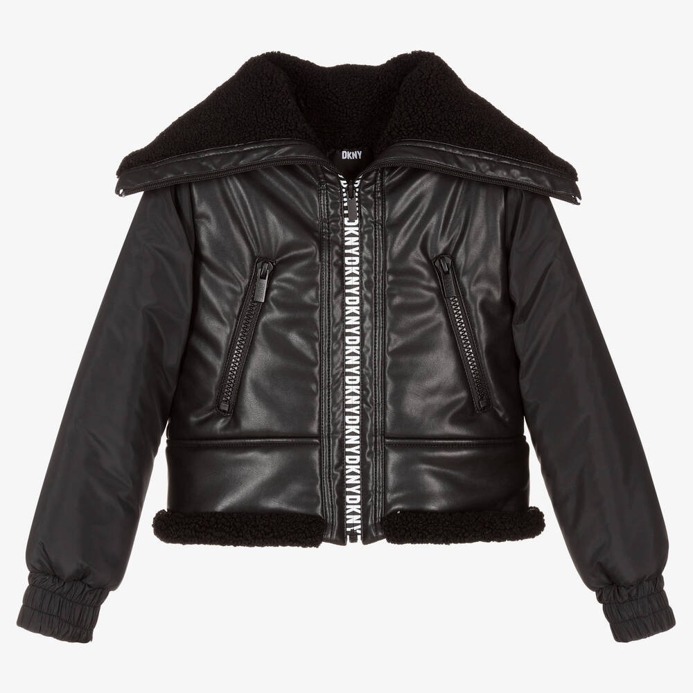 DKNY - Черная куртка из искусственной кожи для подростков | Childrensalon