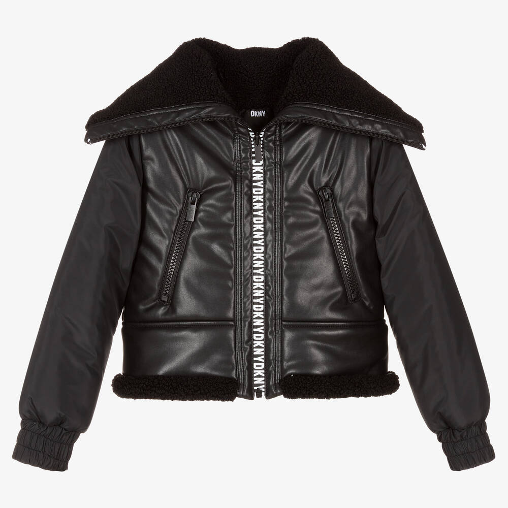 DKNY - Schwarze Teen Kunstlederjacke | Childrensalon