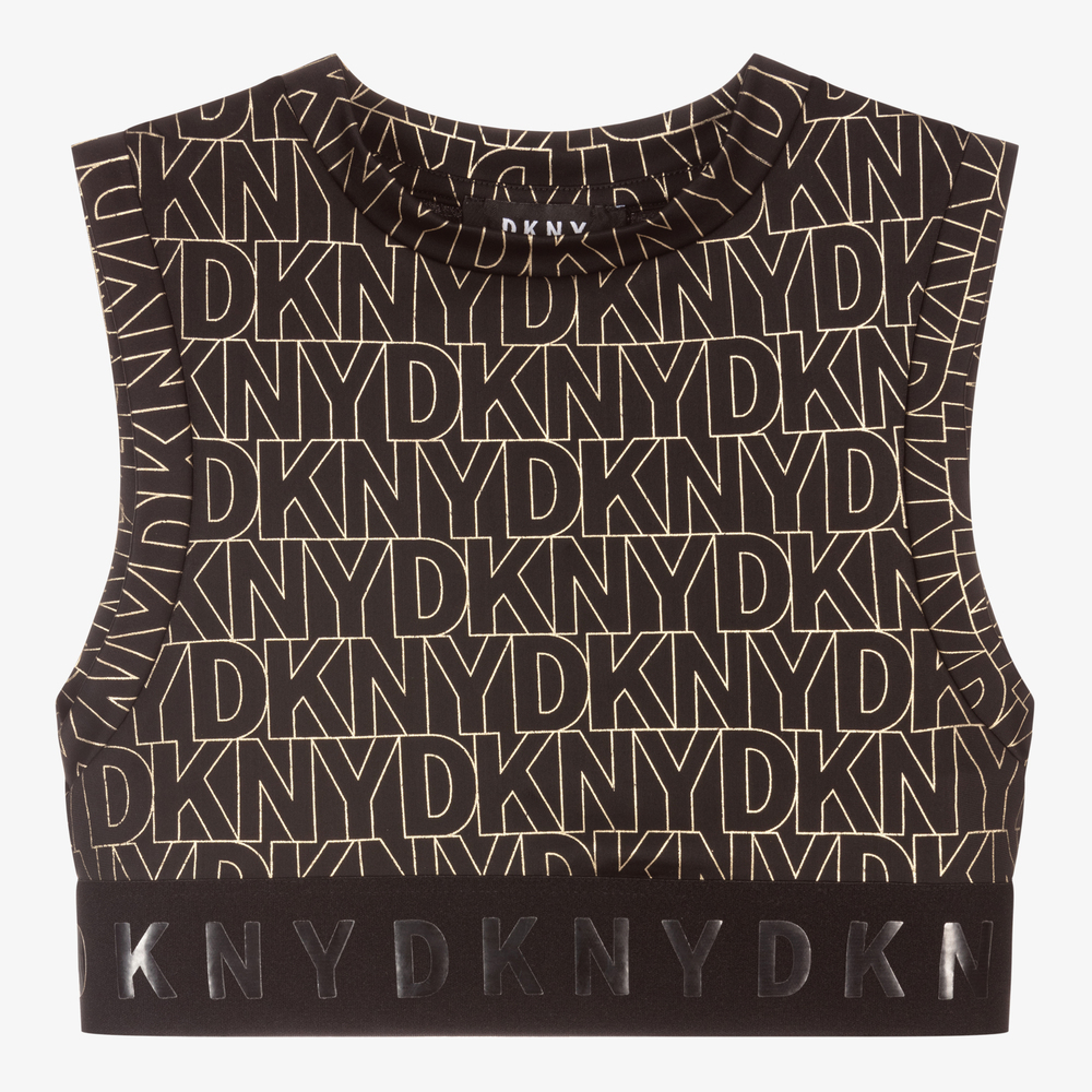 DKNY - Teen Sporttop in Schwarz und Gold | Childrensalon