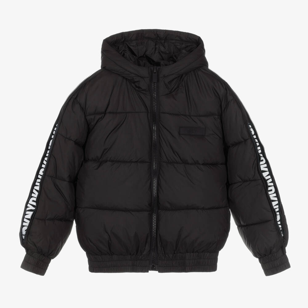 DKNY - Teen Black Hooded Puffer Jacket | Childrensalon