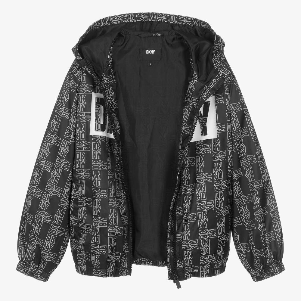 DKNY Teen Black Hooded Windbreaker Jacket