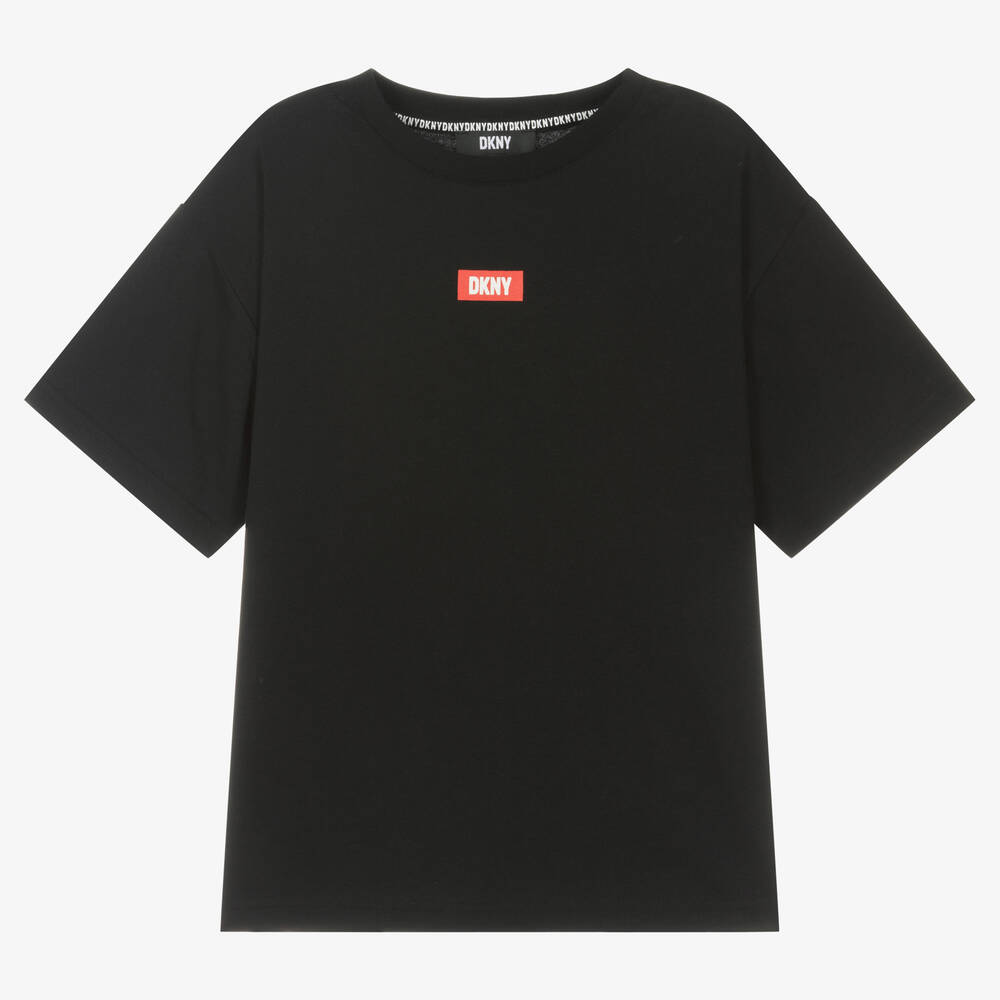 DKNY - Schwarzes Teen Baumwoll-T-Shirt | Childrensalon