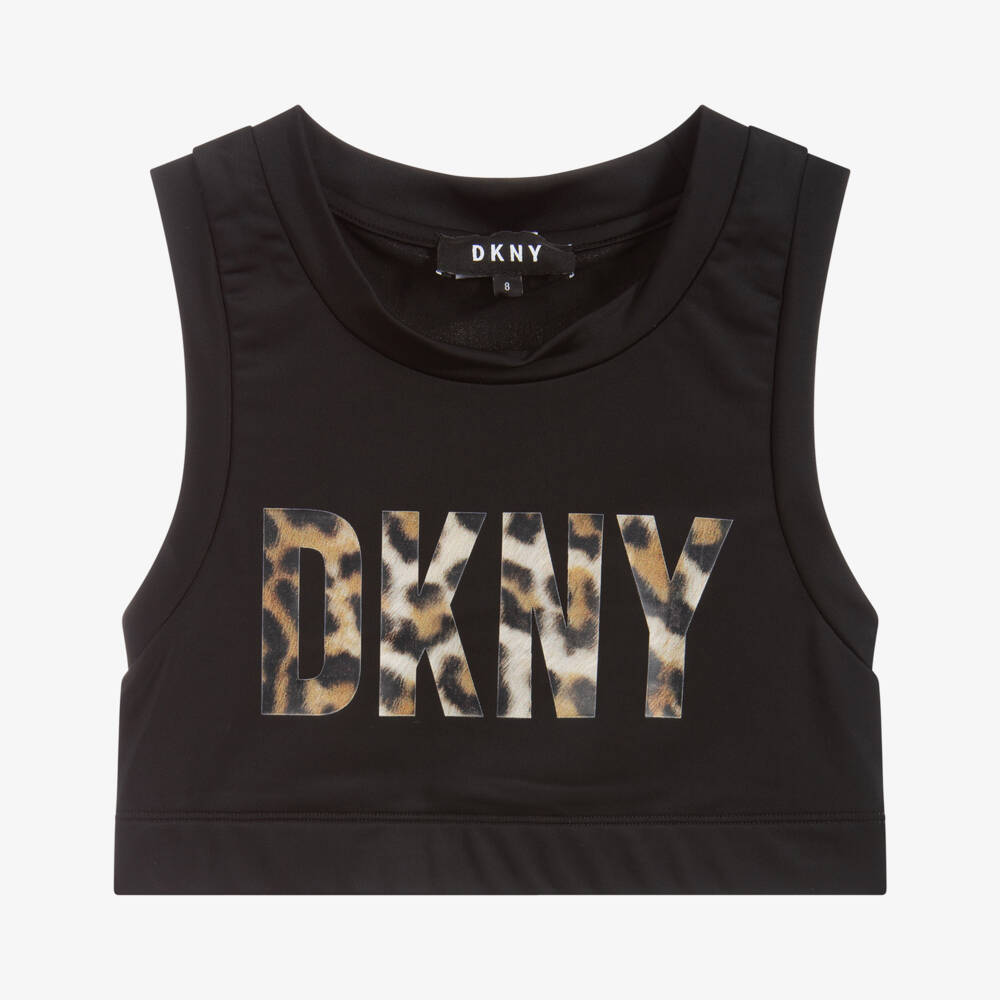 DKNY-Teen Black Logo Cropped Top  | Childrensalon Outlet