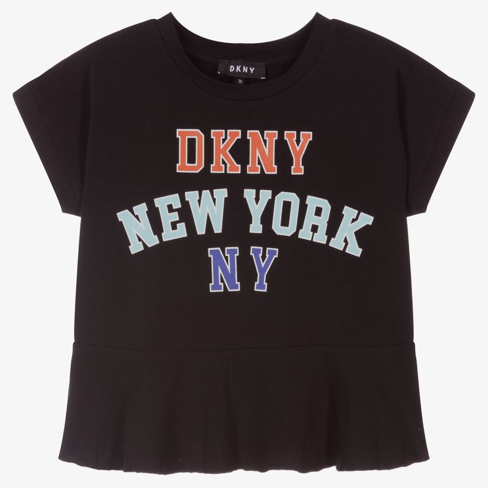 DKNY - Schwarzes Teen Biobaumwoll-Oberteil | Childrensalon