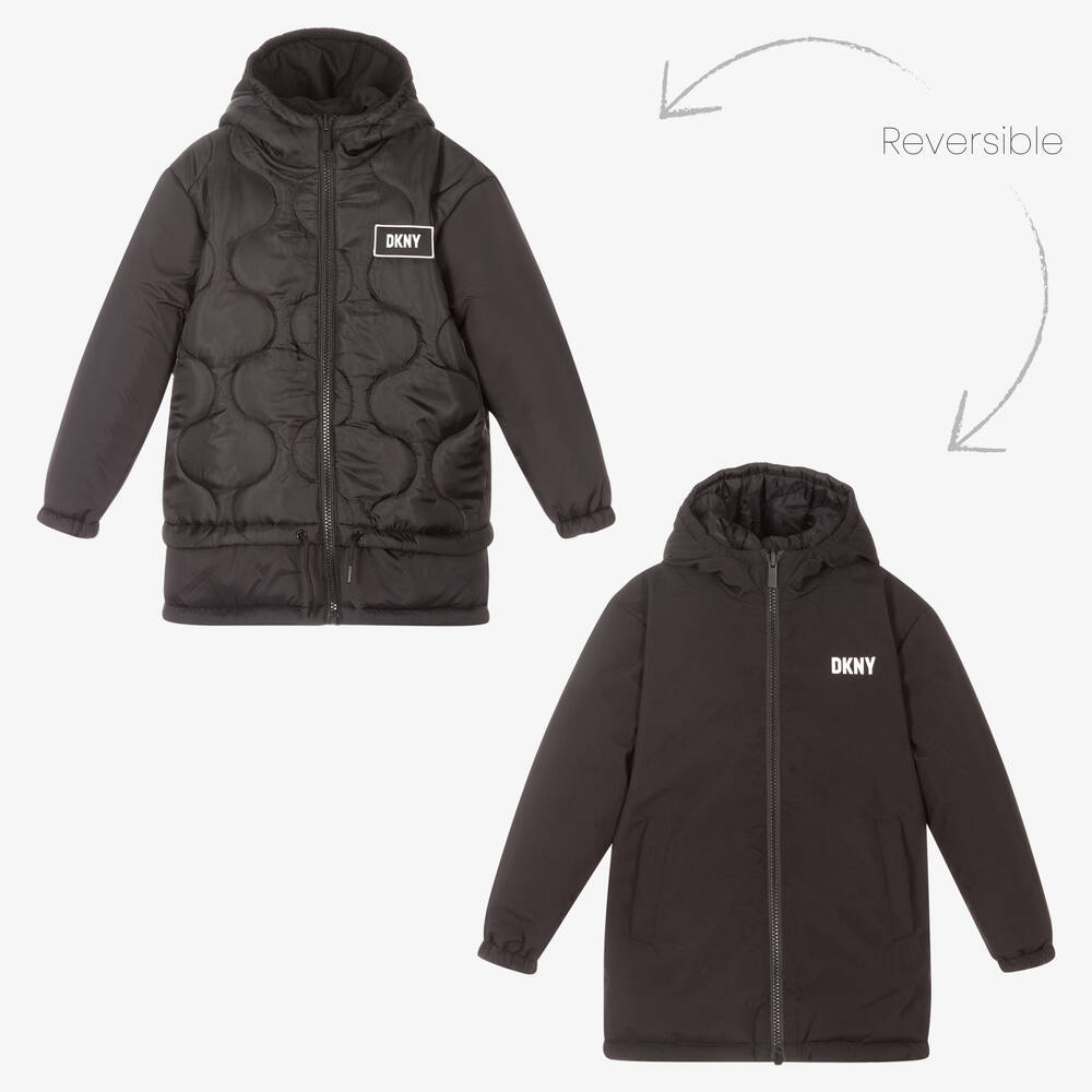 DKNY - Manteau réversible noir Ado | Childrensalon