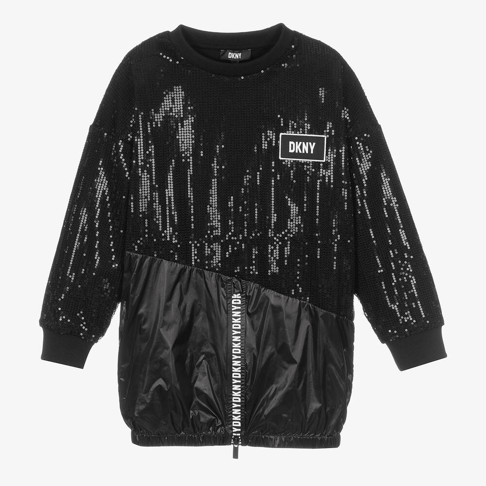 DKNY - Robe noire zippée à sequins Ado | Childrensalon