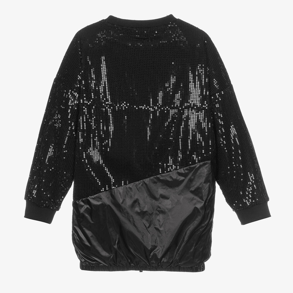 DKNY-Teen Black Sequin Zip Dress | Childrensalon Outlet
