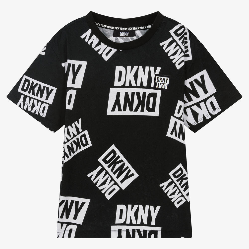 DKNY - Черно-белая хлопковая футболка | Childrensalon