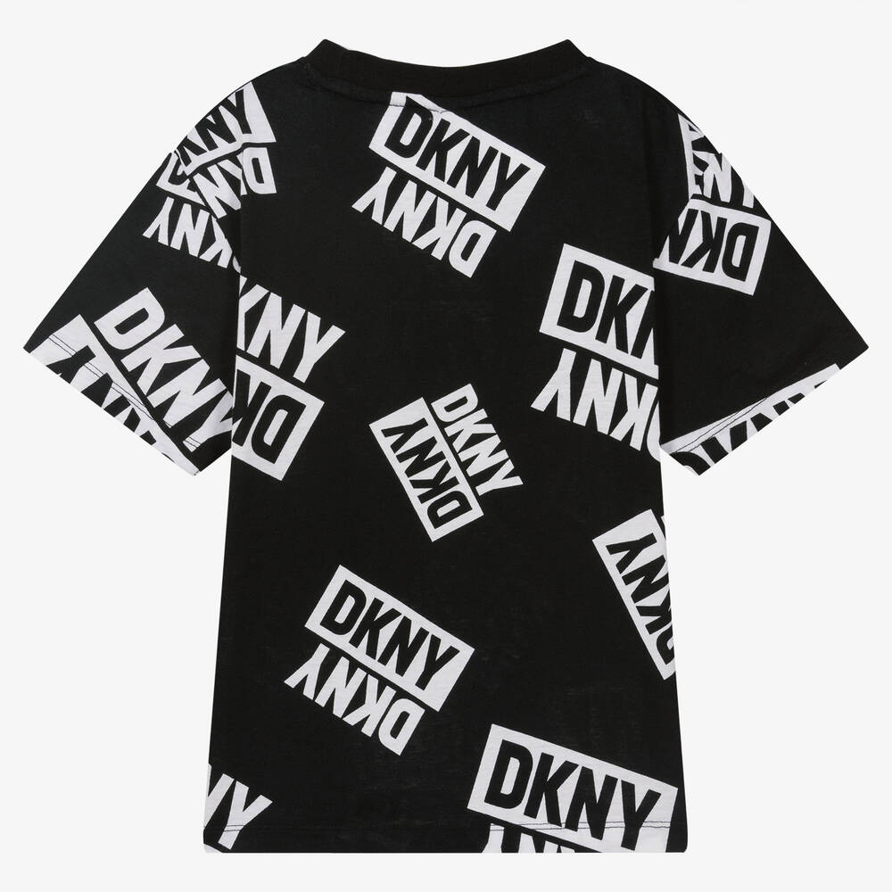 DKNY-Teen Black & White Cotton Logo T-Shirt | Childrensalon Outlet