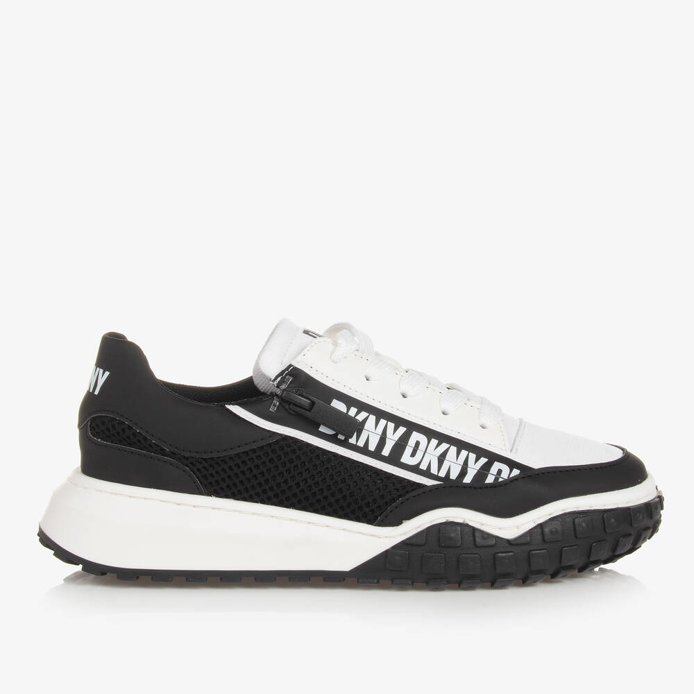 DKNY-Teen Black & White Lace-Up Trainers | Childrensalon Outlet