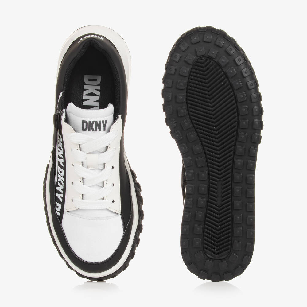 DKNY-Teen Black & White Lace-Up Trainers | Childrensalon Outlet