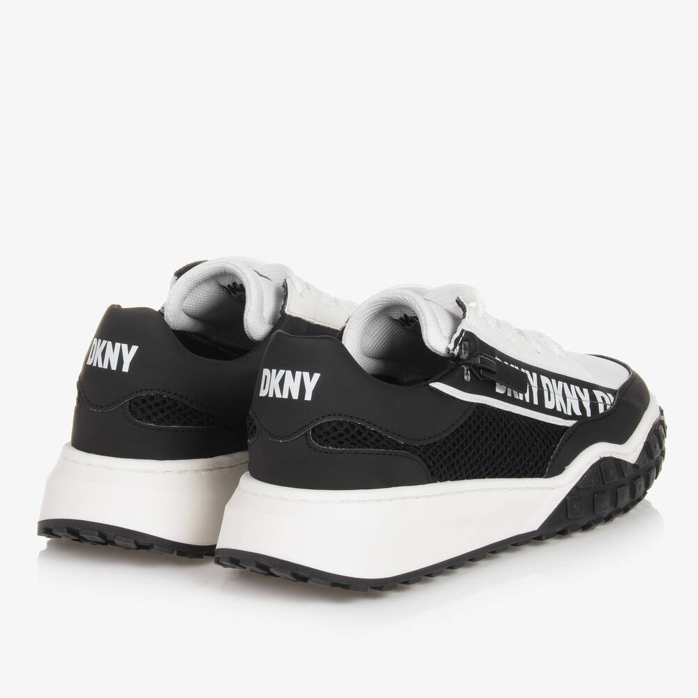 DKNY Teen Black White Lace Up Trainers