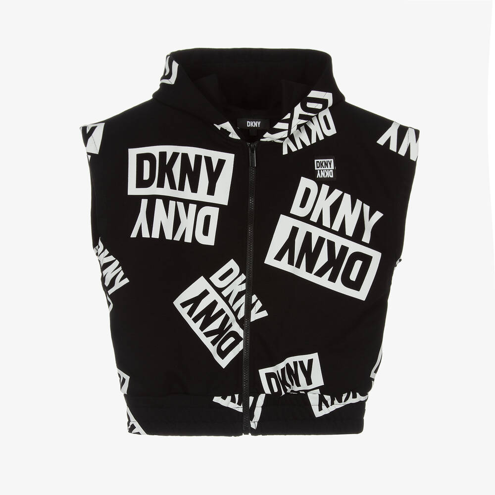 DKNY Teen Black White Logo Zip Up Hoodie Childrensalon Outlet