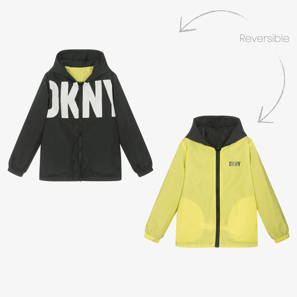 DKNY - Veste réversible noire et jaune ado | Childrensalon