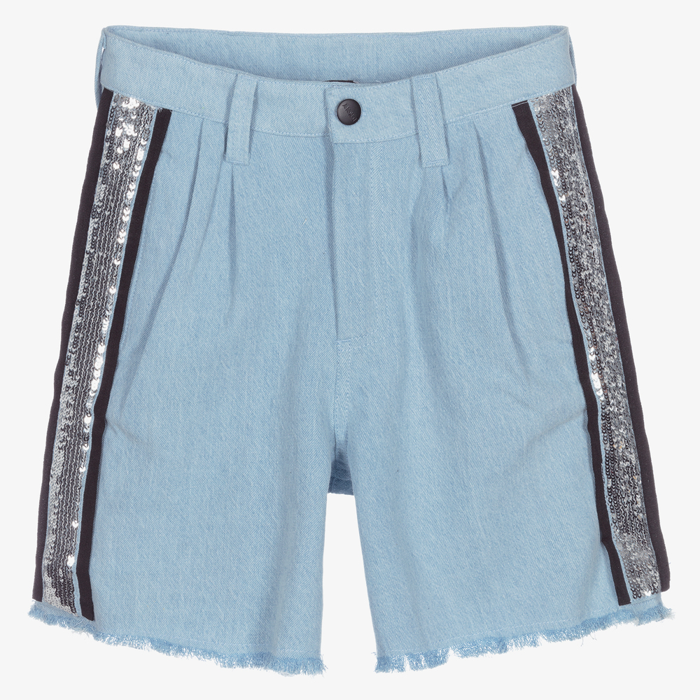 DKNY - Short bleu en denim à sequins | Childrensalon