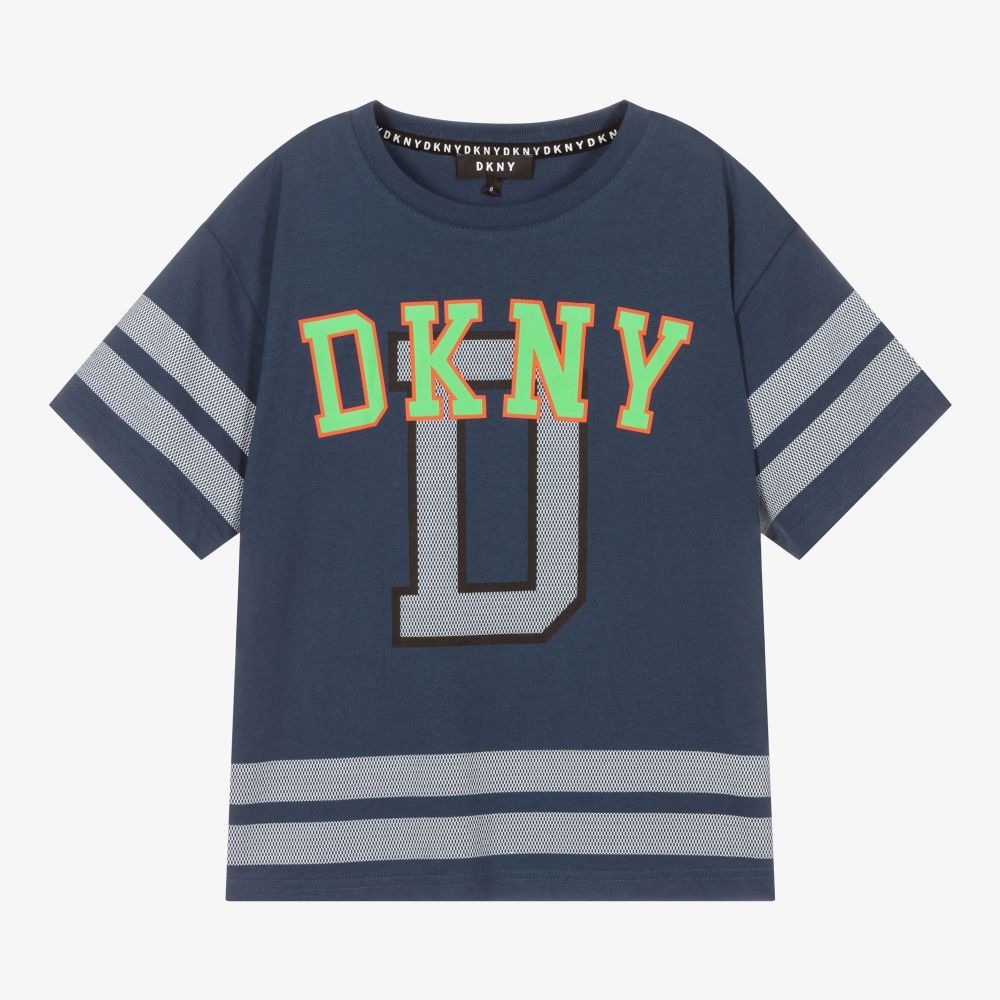 DKNY - تيشيرت تينز ولادي قطن جيرسي لون كحلي | Childrensalon