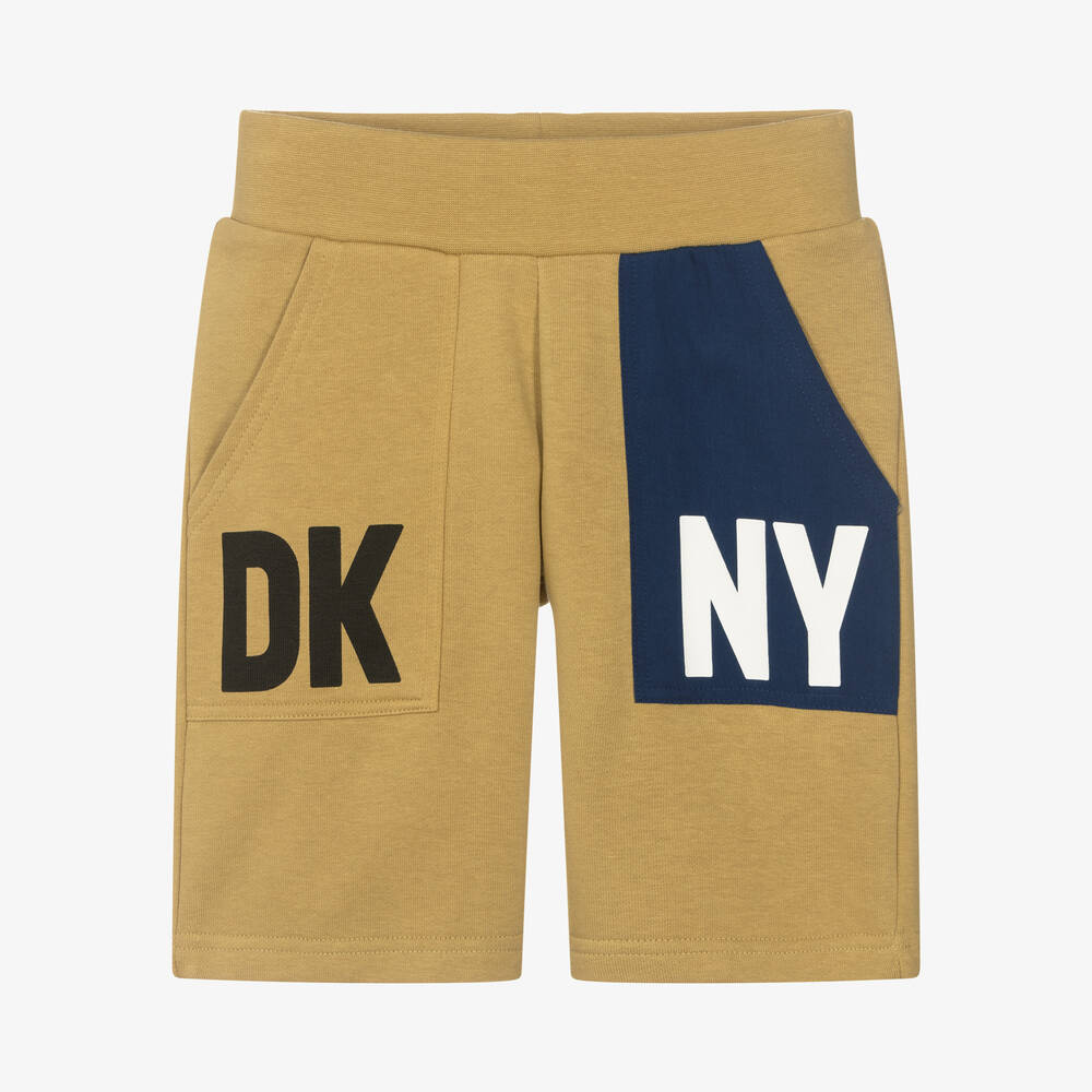 DKNY Teen Boys Beige Cotton Logo Shorts Childrensalon Outlet