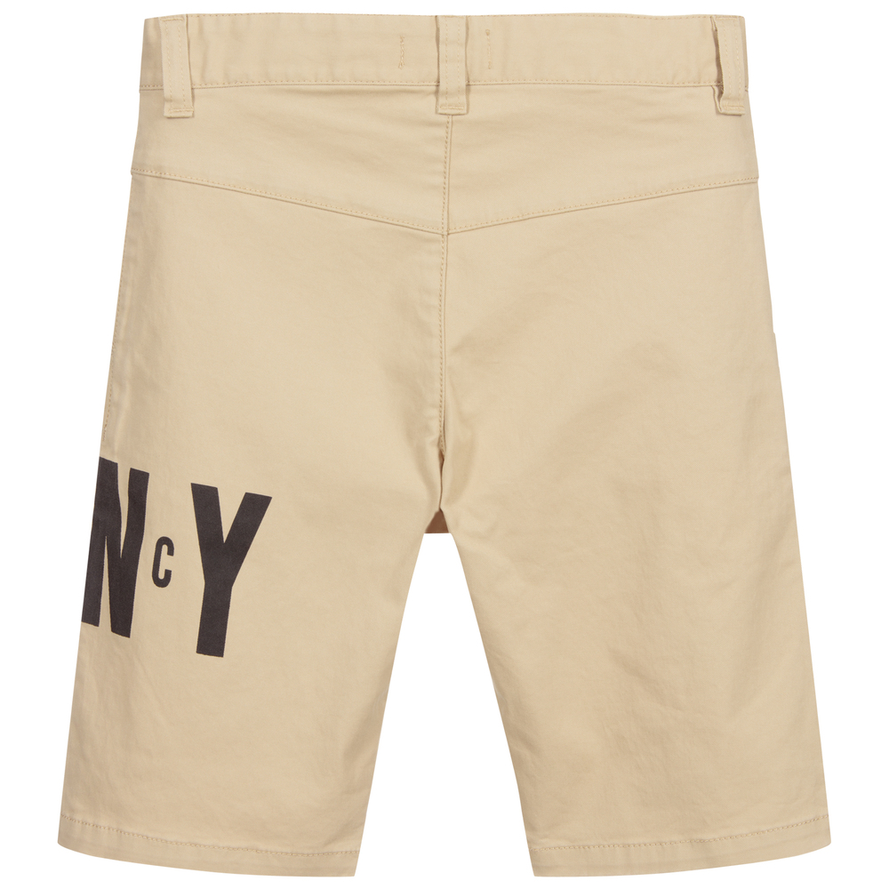 DKNY-Teen Boys Beige Logo Shorts  | Childrensalon Outlet