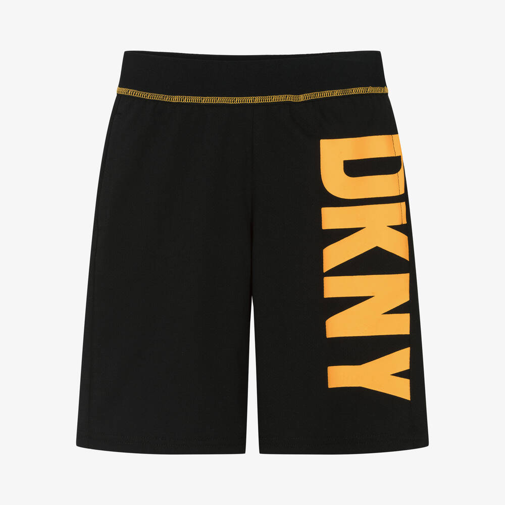 DKNY - شورت تينز ولادي قطن جيرسي لون أسود | Childrensalon