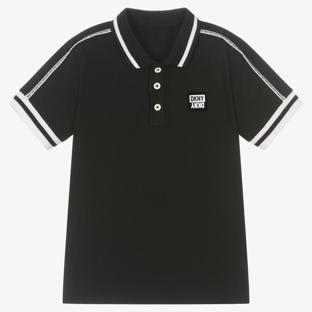 DKNY - Schwarzes Baumwollpiqué-Poloshirt | Childrensalon