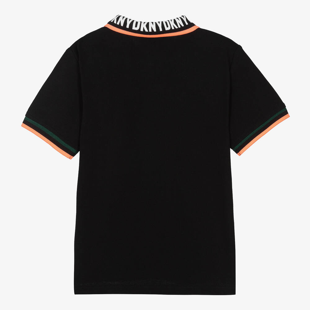 DKNY-Teen Boys Black Cotton Polo Shirt | Childrensalon Outlet