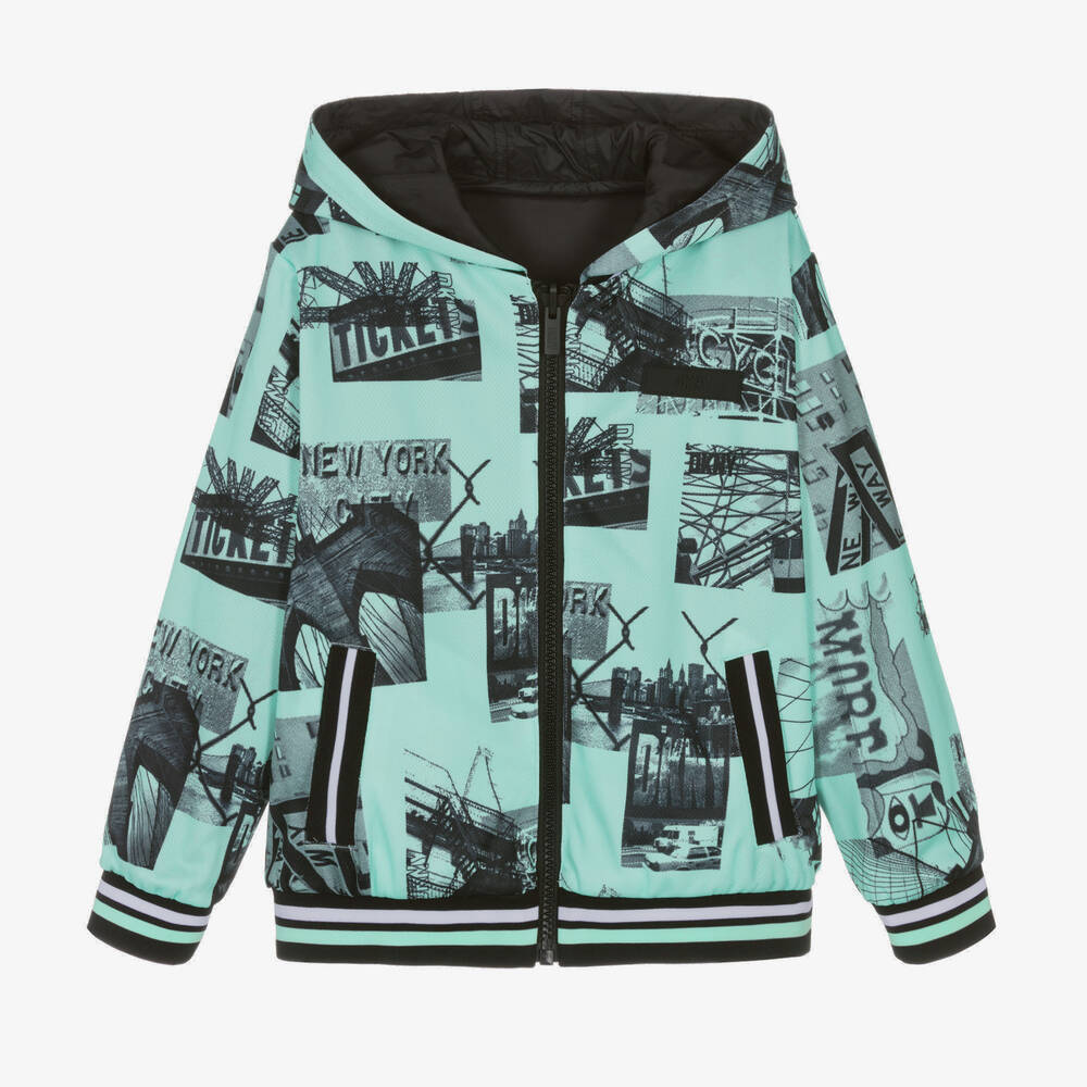 DKNY-Teen Boys Black & Green Hooded Jacket | Childrensalon Outlet
