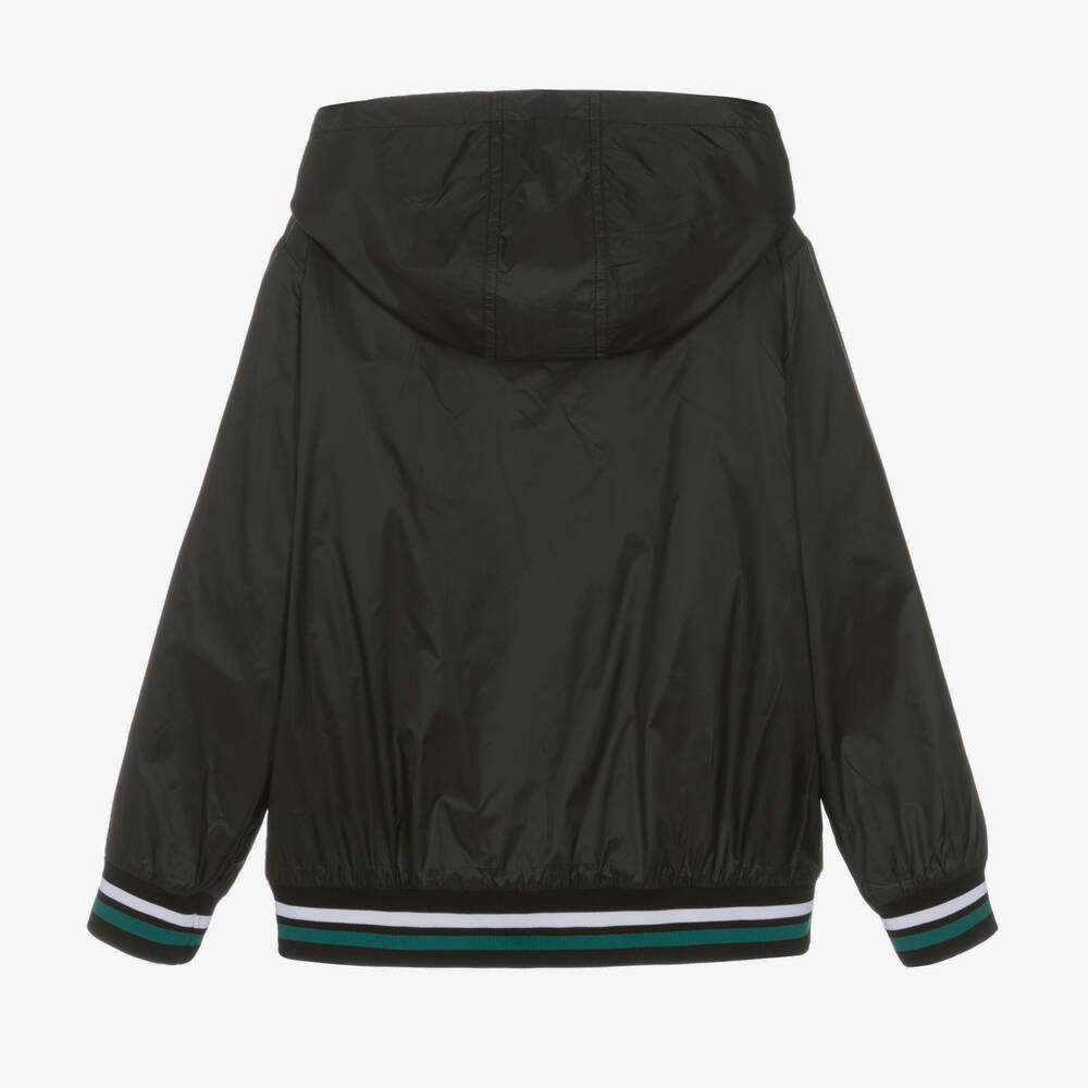 DKNY-جاكيت هودي جيرسي لون أسود وأخضر للمراهقين | Childrensalon Outlet