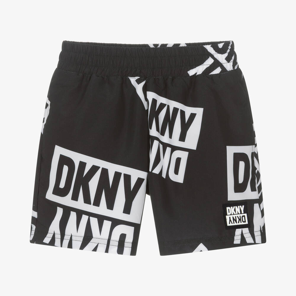 DKNY - Teen Boys Black Logo Swim Shorts | Childrensalon