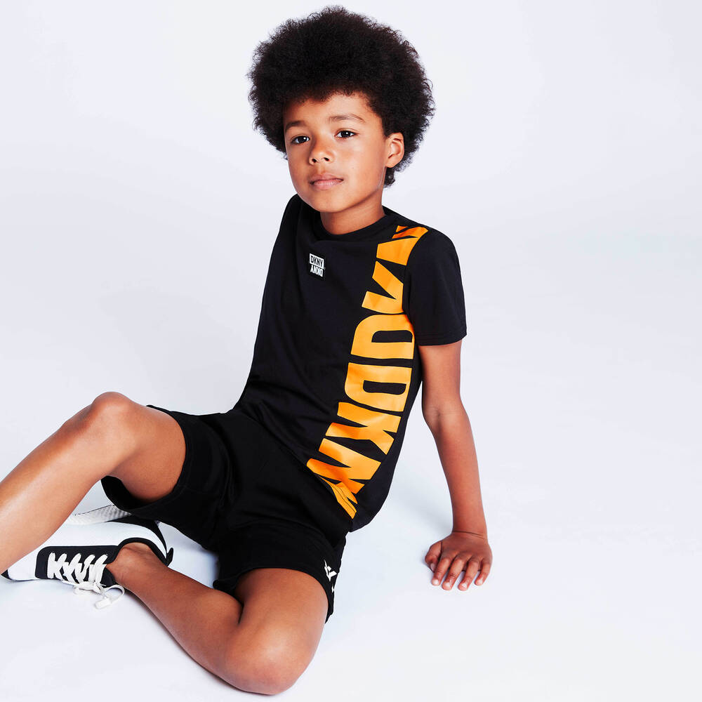 DKNY-Teen Boys Black Mesh Logo T-Shirt | Childrensalon Outlet