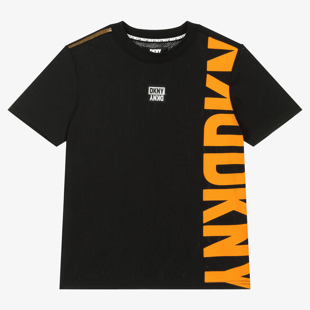 DKNY - Schwarzes Teen T-Shirt aus Mesh | Childrensalon