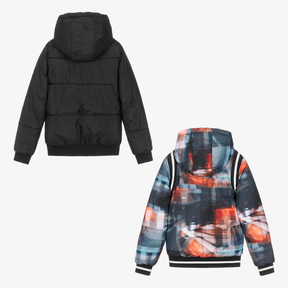 DKNY-Черная двусторонняя куртка с капюшоном | Childrensalon Outlet