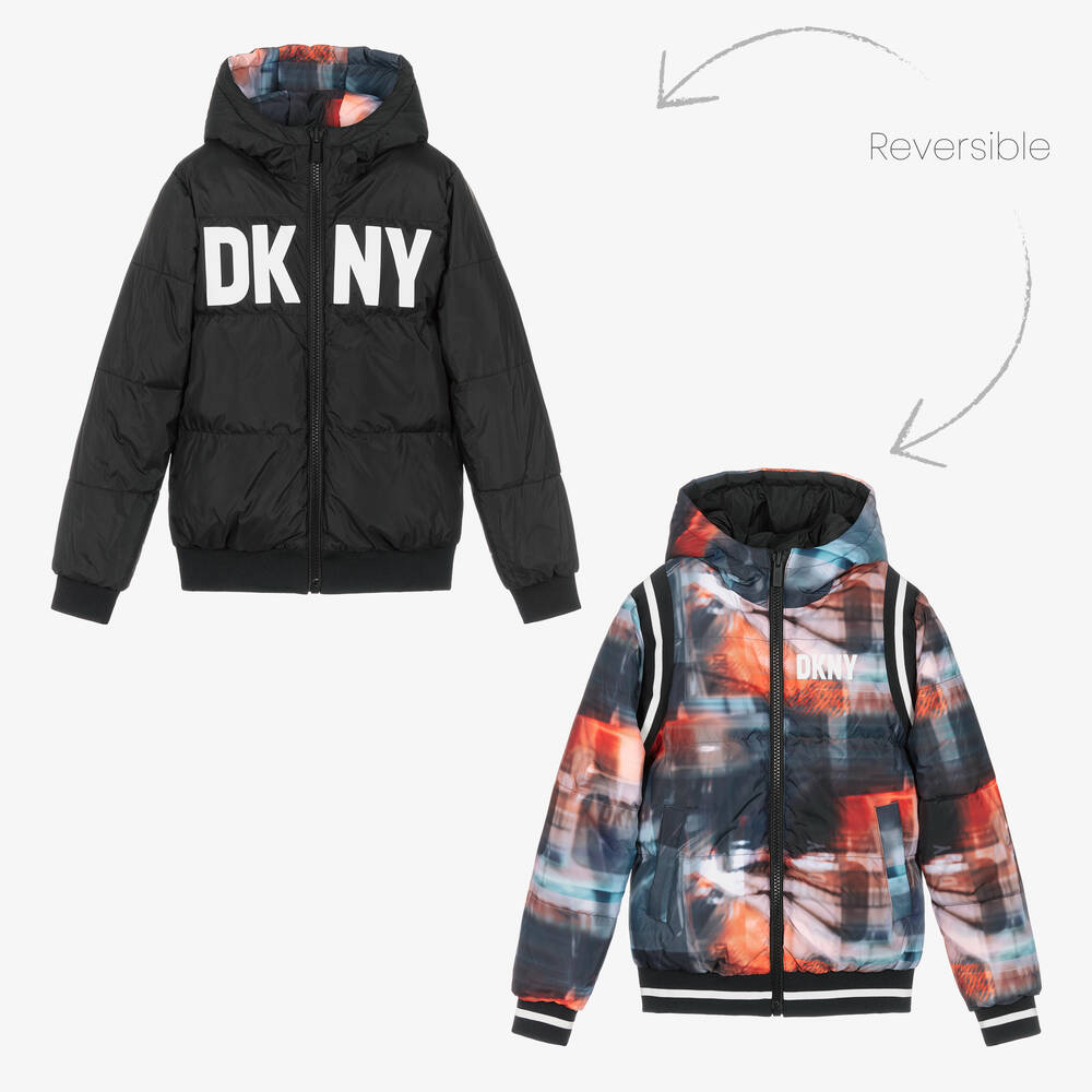 DKNY - Schwarze Teen Wendejacke mit Kapuze | Childrensalon