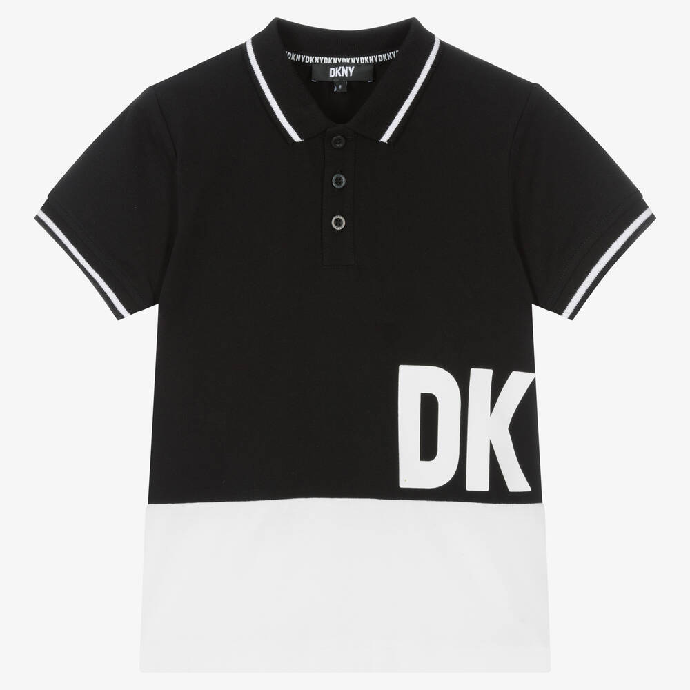 DKNY-Teen Boys Black & White Polo Shirt | Childrensalon Outlet