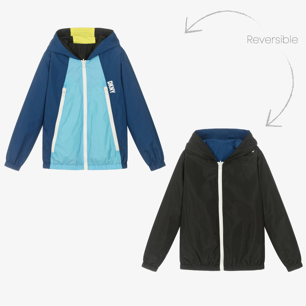 DKNY - Teen Boys Blue & Black Reversible Coat | Childrensalon