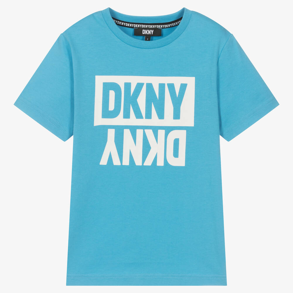 DKNY - T-shirt bleu en coton à logo ado garçon | Childrensalon