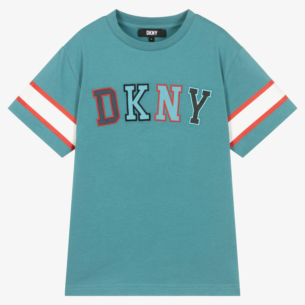 DKNY - تيشيرت تينز ولادي قطن لون أزرق | Childrensalon