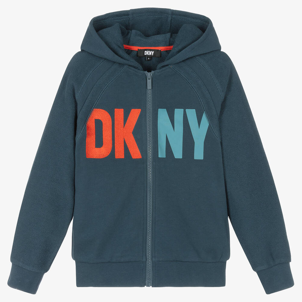 DKNY - Blaue Teen Baumwoll-Kapuzenjacke | Childrensalon