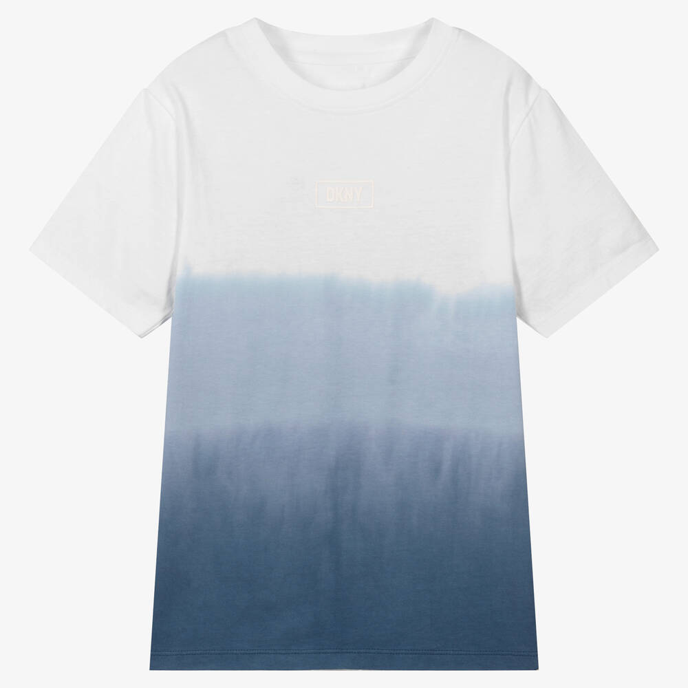 DKNY - Teen Boys Blue Dip Dye Logo T-Shirt | Childrensalon