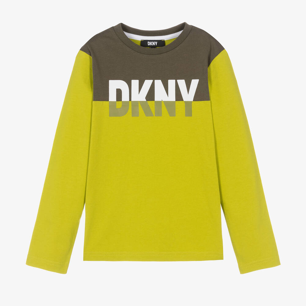 DKNY - توب تينز ولادي قطن جيرسي لون أخضر | Childrensalon