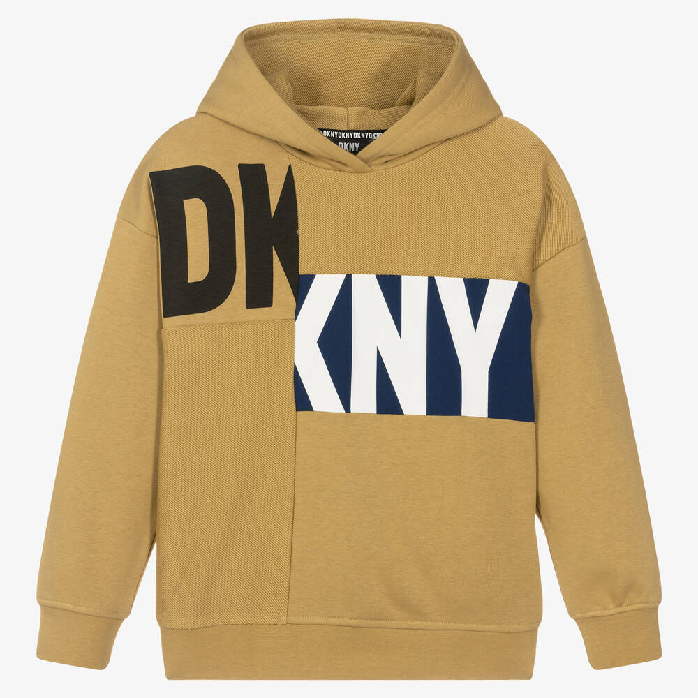 DKNY - Sweat à capuche kaki en coton ado | Childrensalon