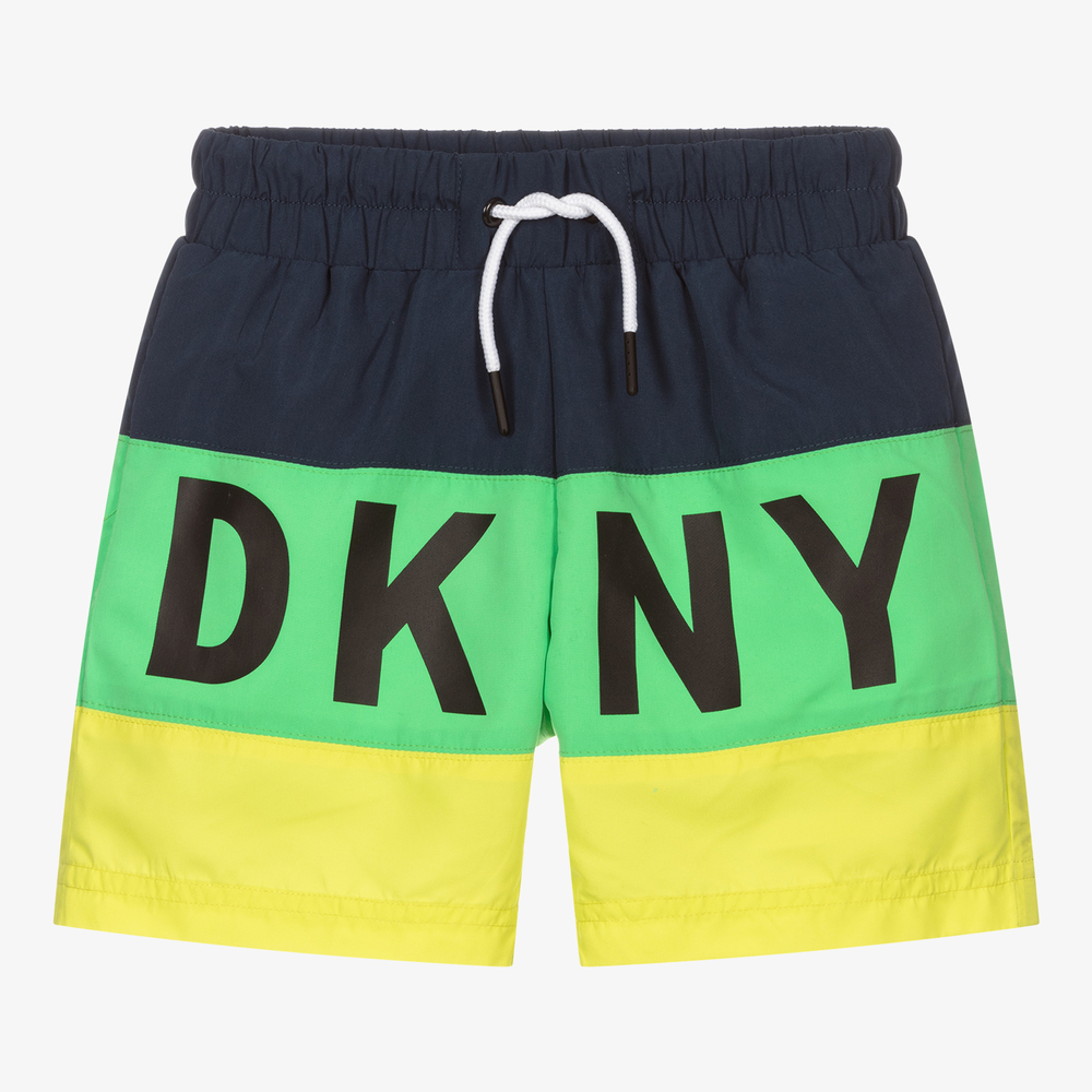 DKNY-شورت سباحة تينز ولادي لون كحلي وأخضر وأصفر | Childrensalon Outlet