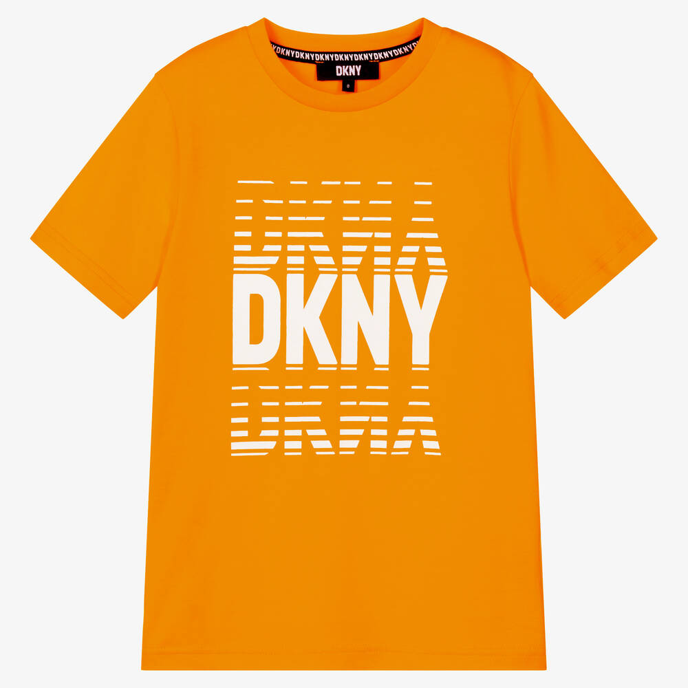 DKNY - تيشيرت تينز ولادي قطن لون برتقالي | Childrensalon